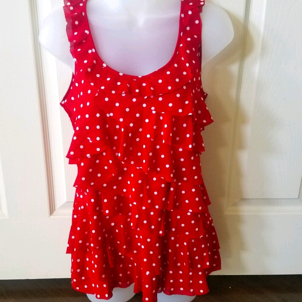 Red & White polka dot blouse